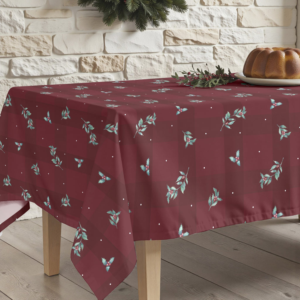 Red Christmas stain-resistant tablecloth 1