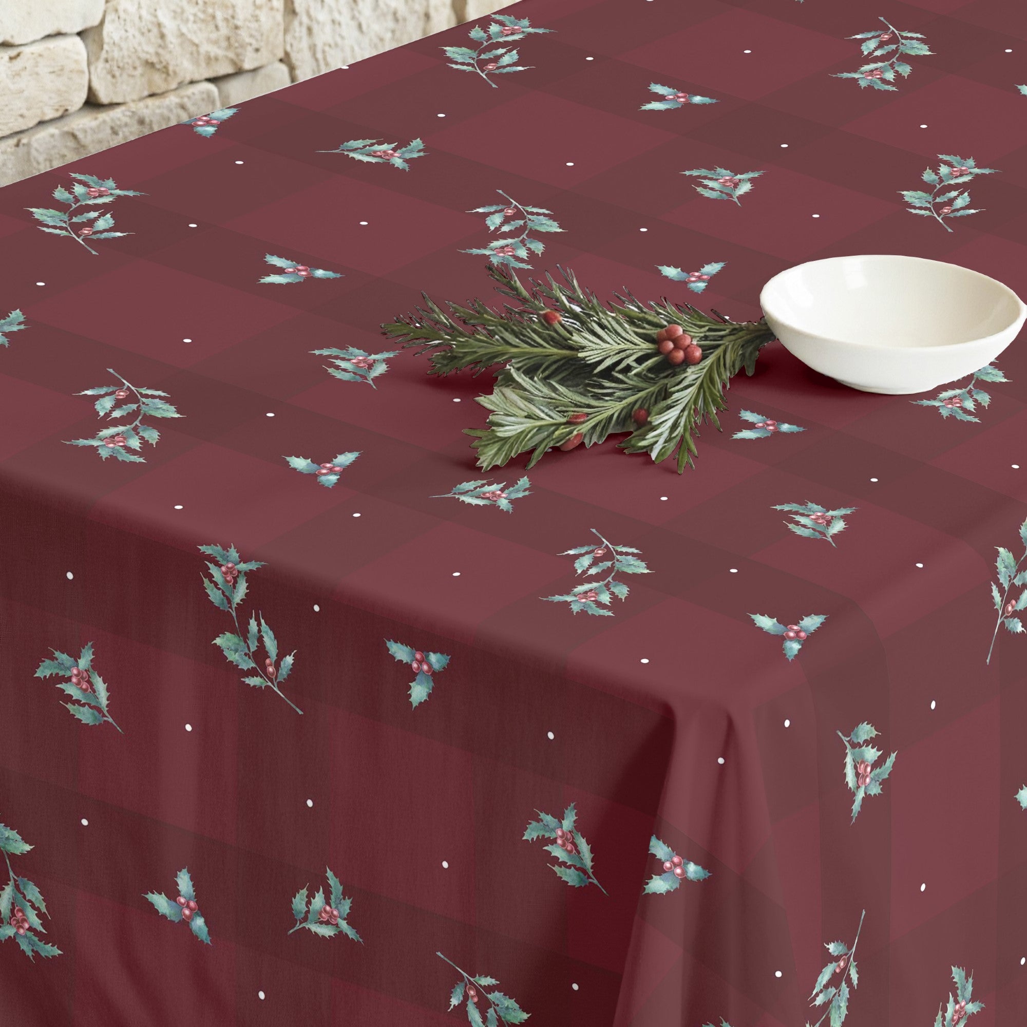 Red Christmas stain-resistant tablecloth 1