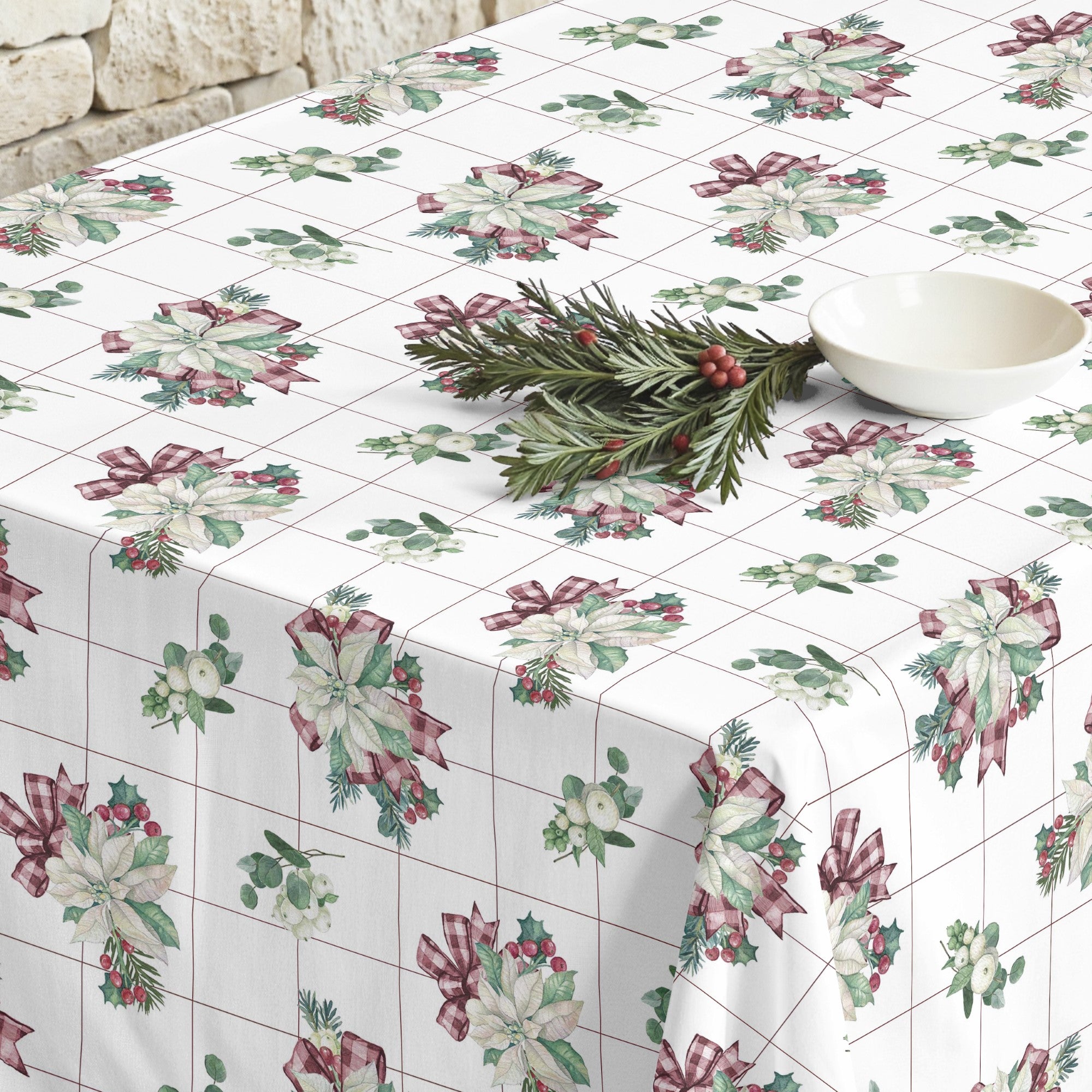 Red Christmas 2 stain-resistant tablecloth