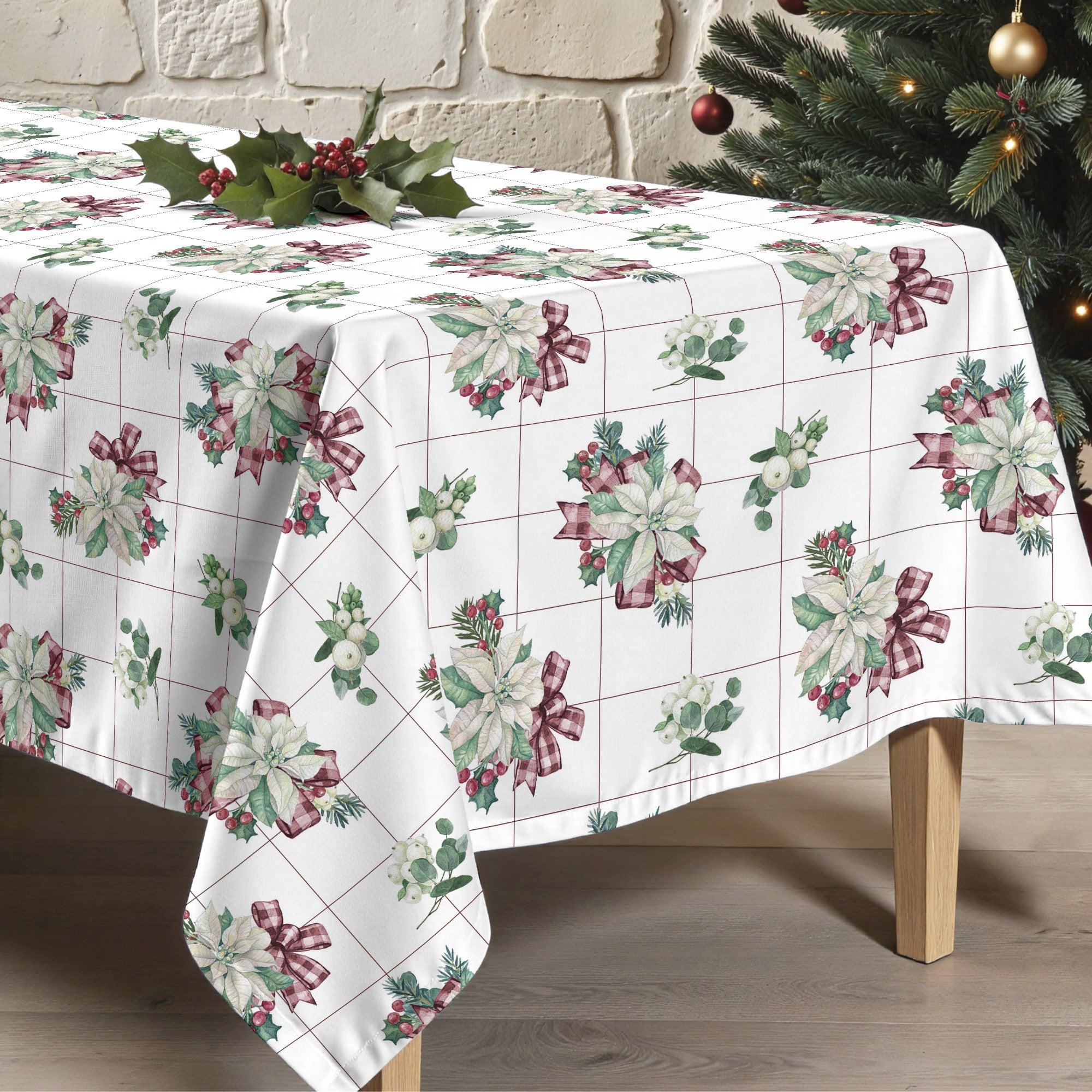 Red Christmas 2 stain-resistant tablecloth
