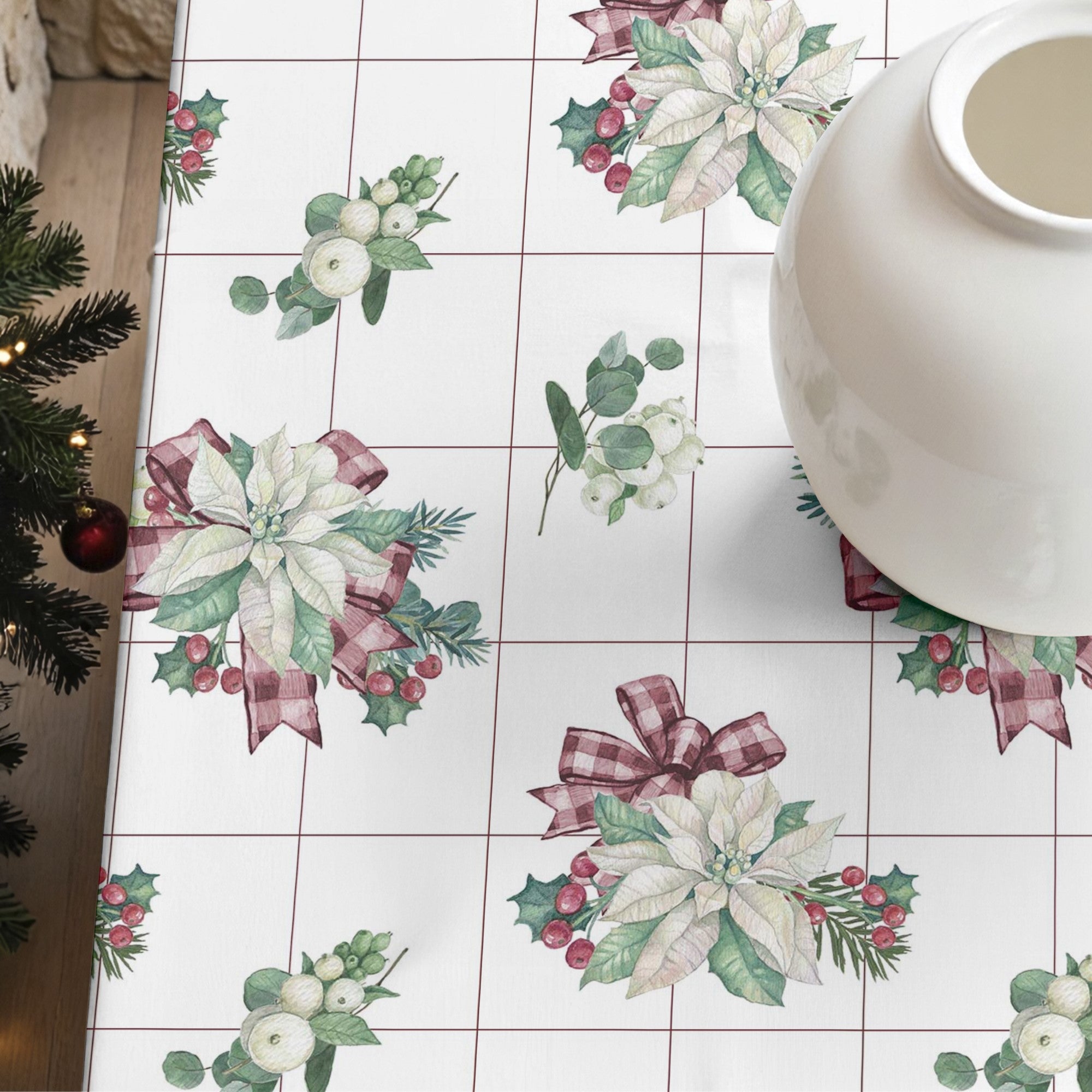 Red Christmas 2 stain-resistant tablecloth