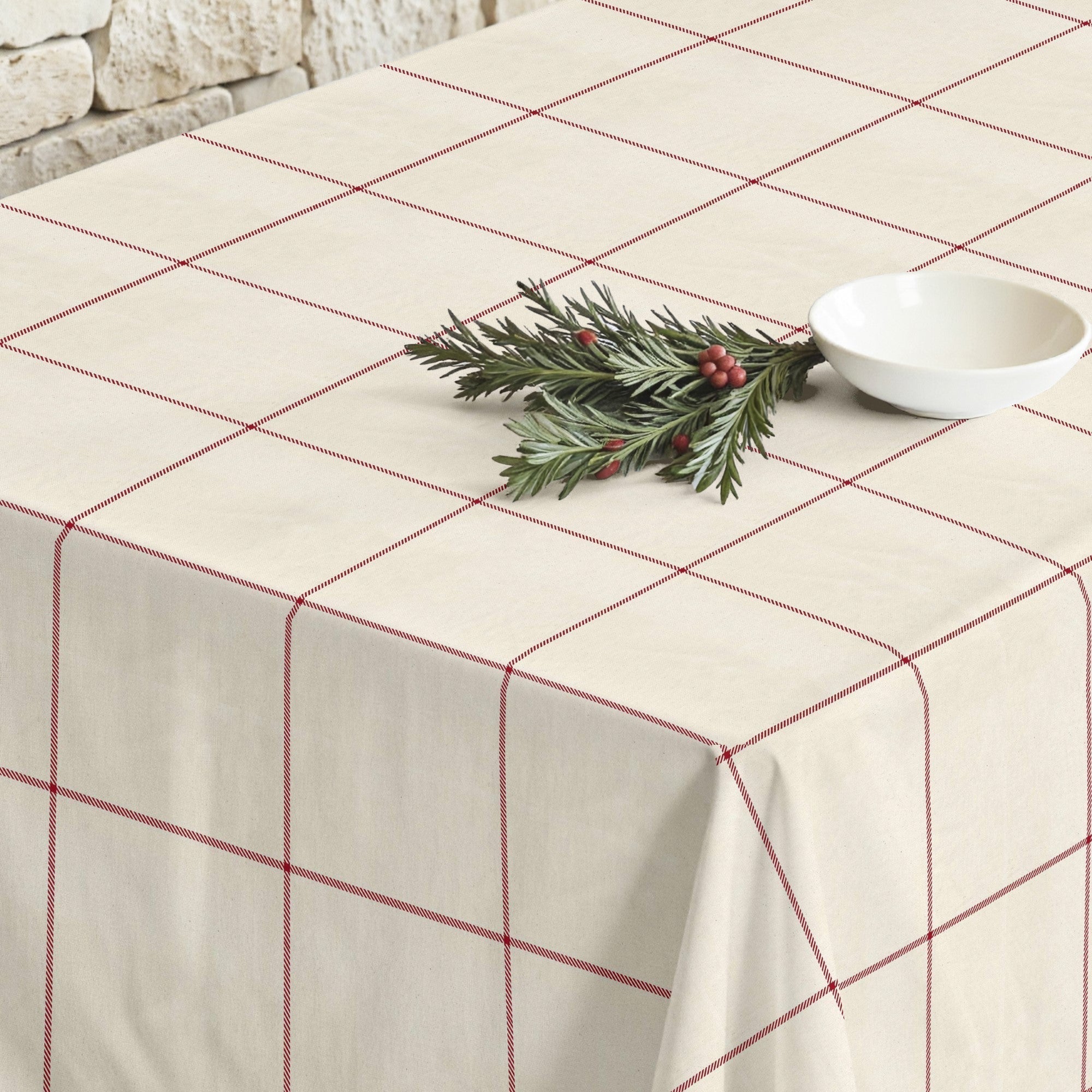 Mantel antimanchas Red windowpana 1225