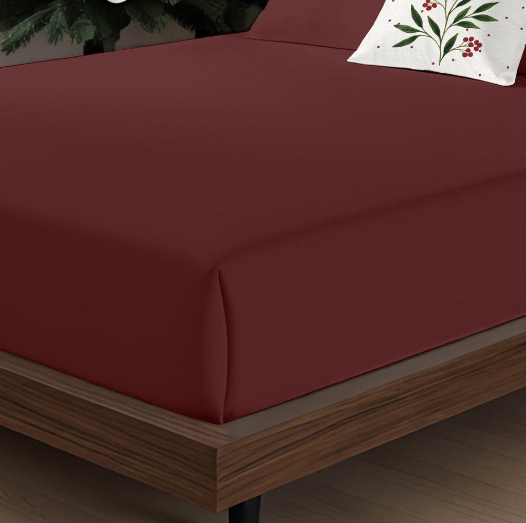 Juego de sábanas Burdeos liso 100% algodón