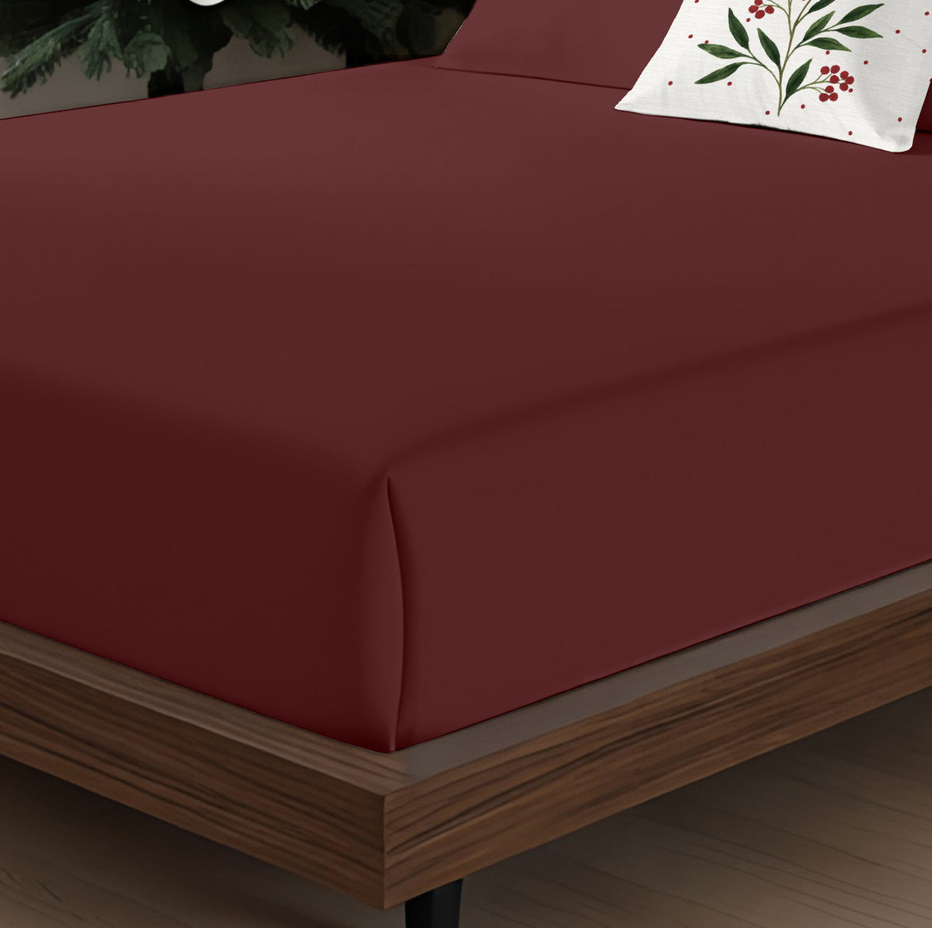 Juego de sábanas Burdeos liso 100% algodón