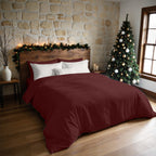 Funda nórdica con clicks Burdeos Liso 100% algodón