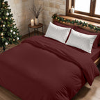 Funda nórdica con clicks Burdeos Liso 100% algodón