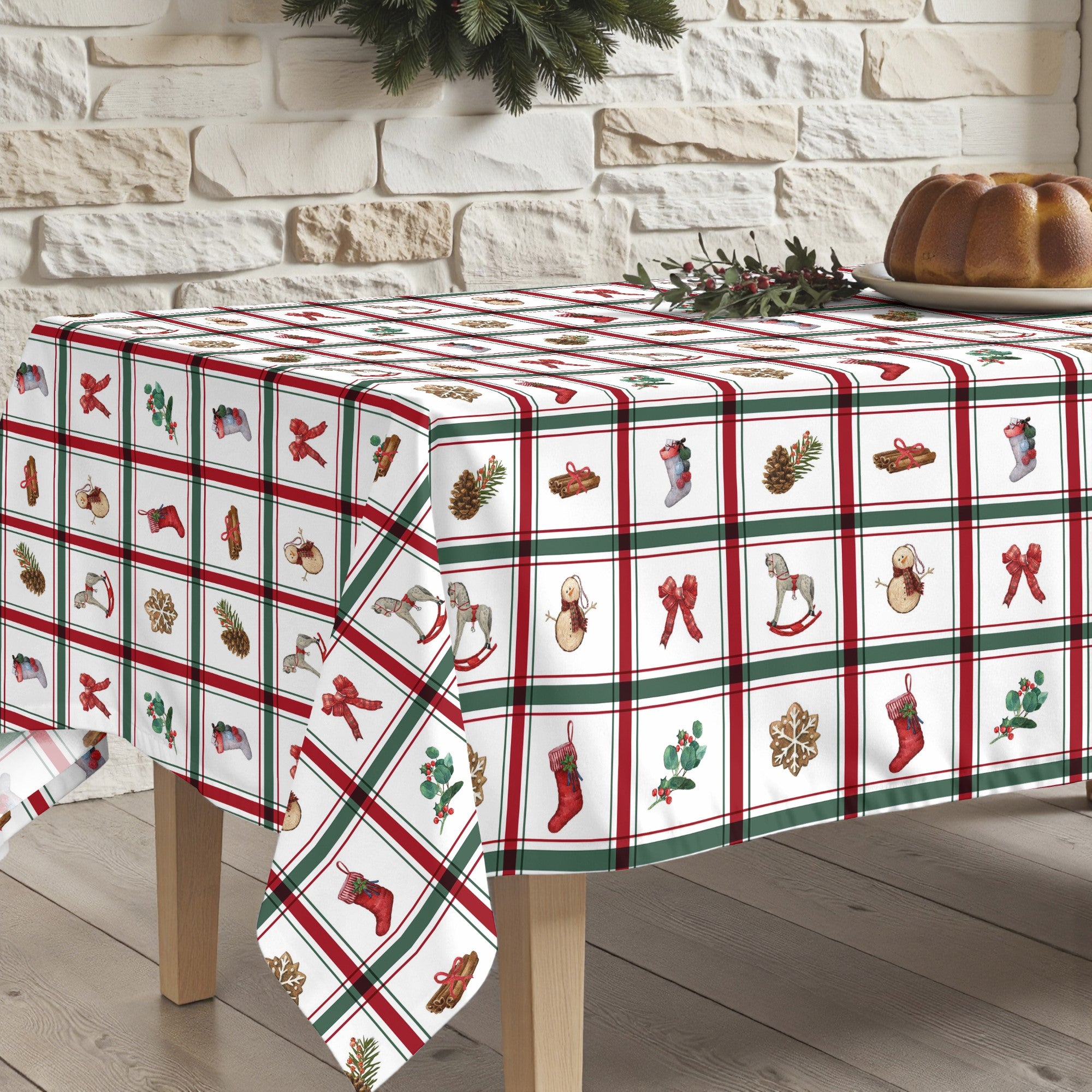 Scottish Christmas stain-resistant tablecloth 1