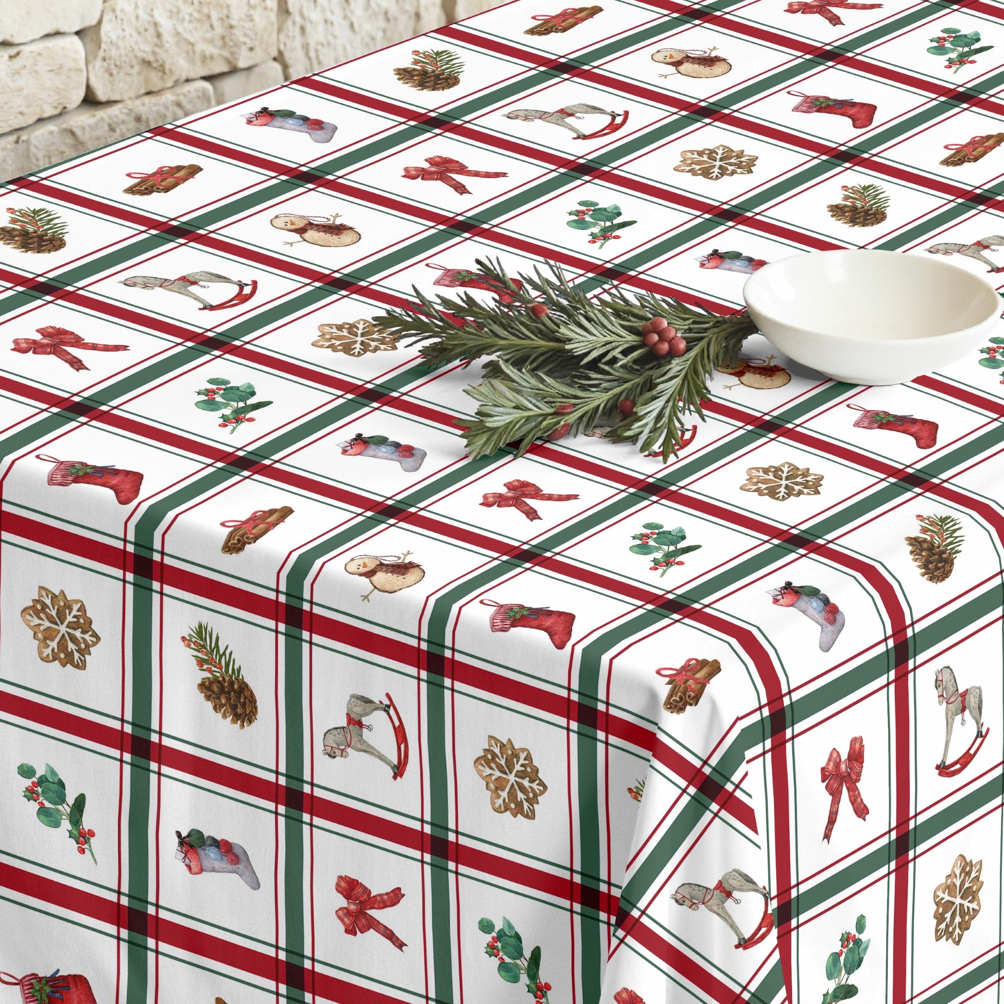 Scottish Christmas stain-resistant tablecloth 1