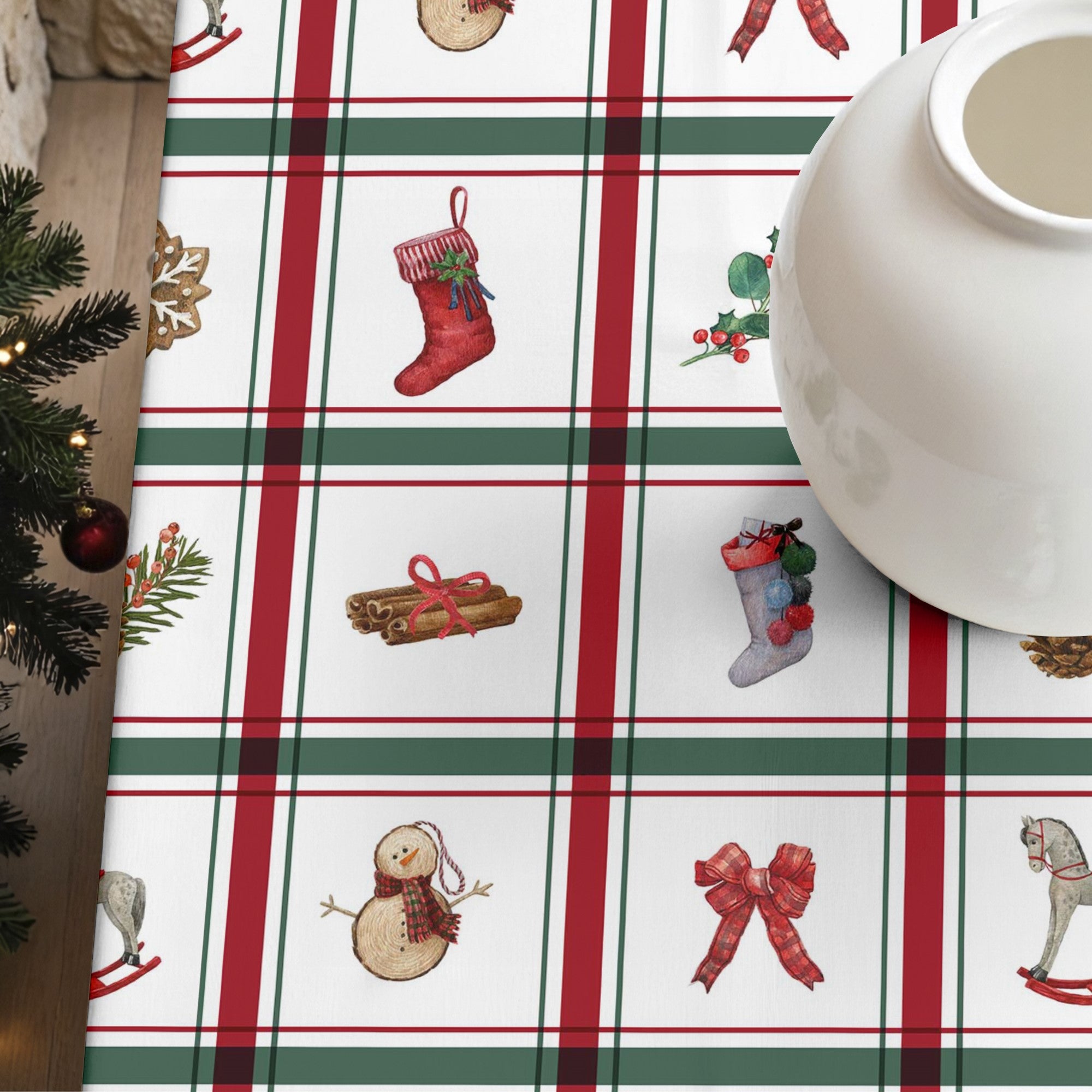 Scottish Christmas stain-resistant tablecloth 1