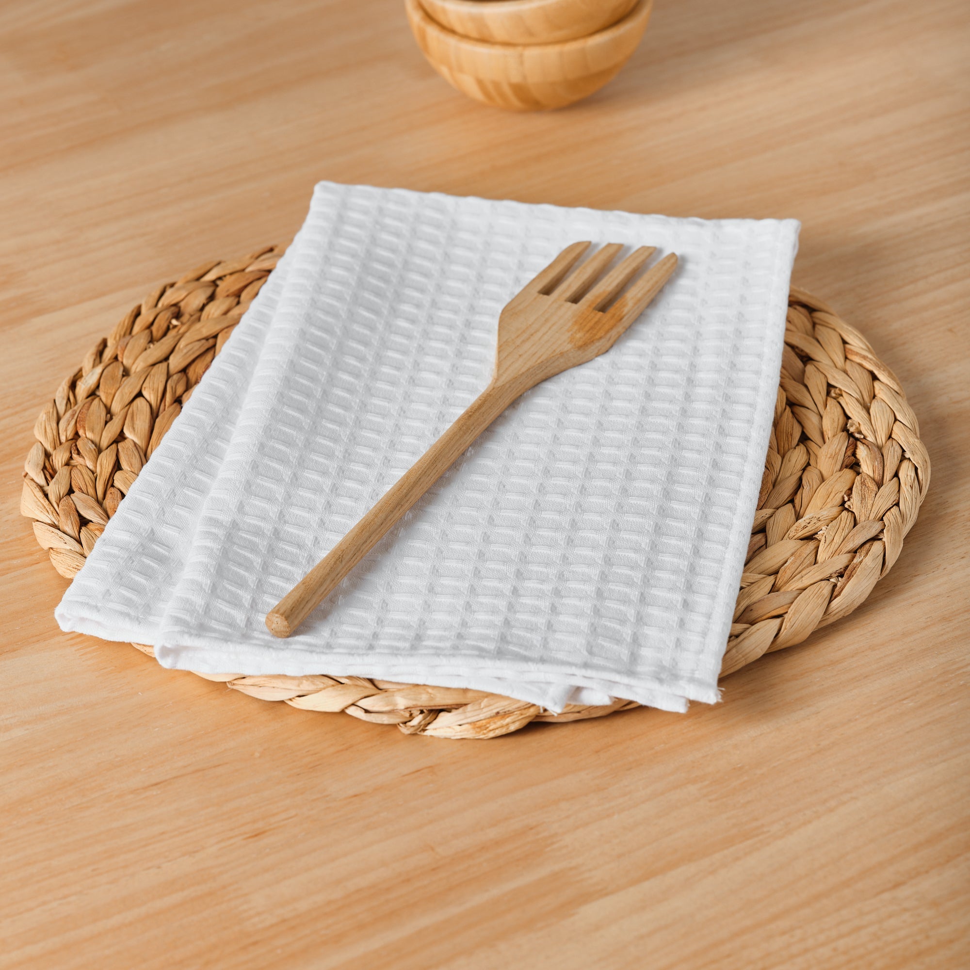 Pack of 2 White Waffle Napkins 45x45 cm