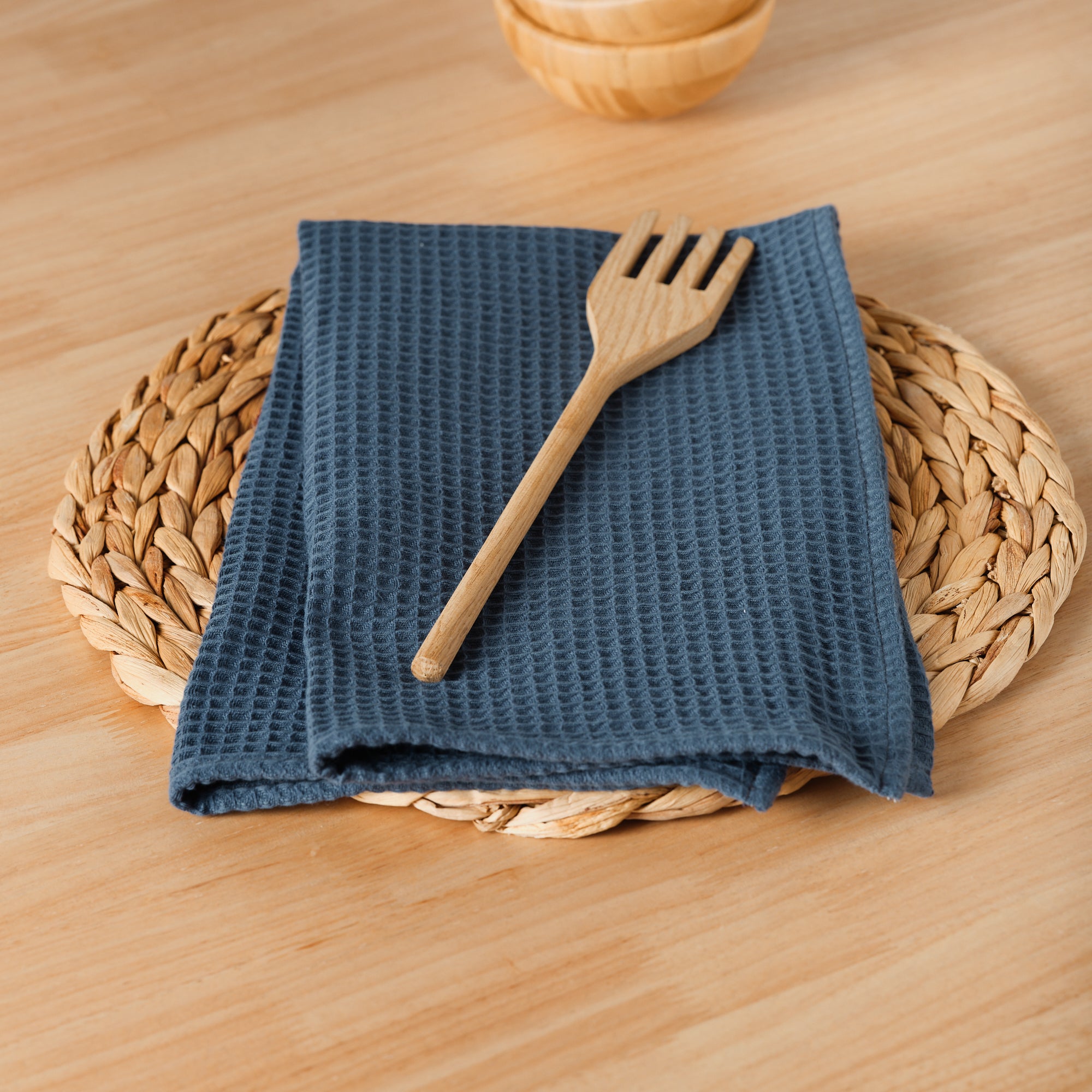 Pack of 2 Waffle Blue Majolica napkins 45x45 cm