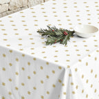 Snowflakes Gold stain-resistant tablecloth