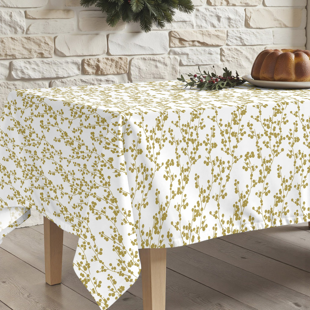 Tree Gold Stain Resistant Tablecloth