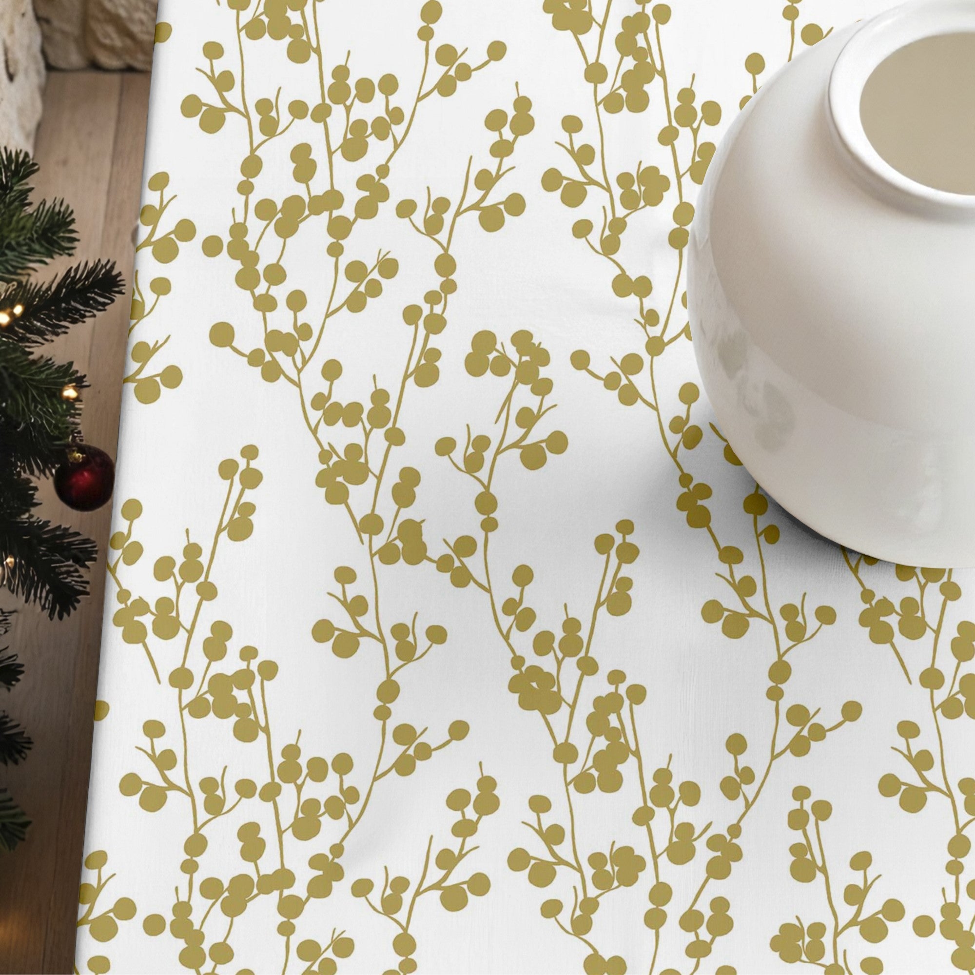 Tree Gold Stain Resistant Tablecloth