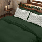 Funda nórdica con clicks Verde Liso 100% algodón