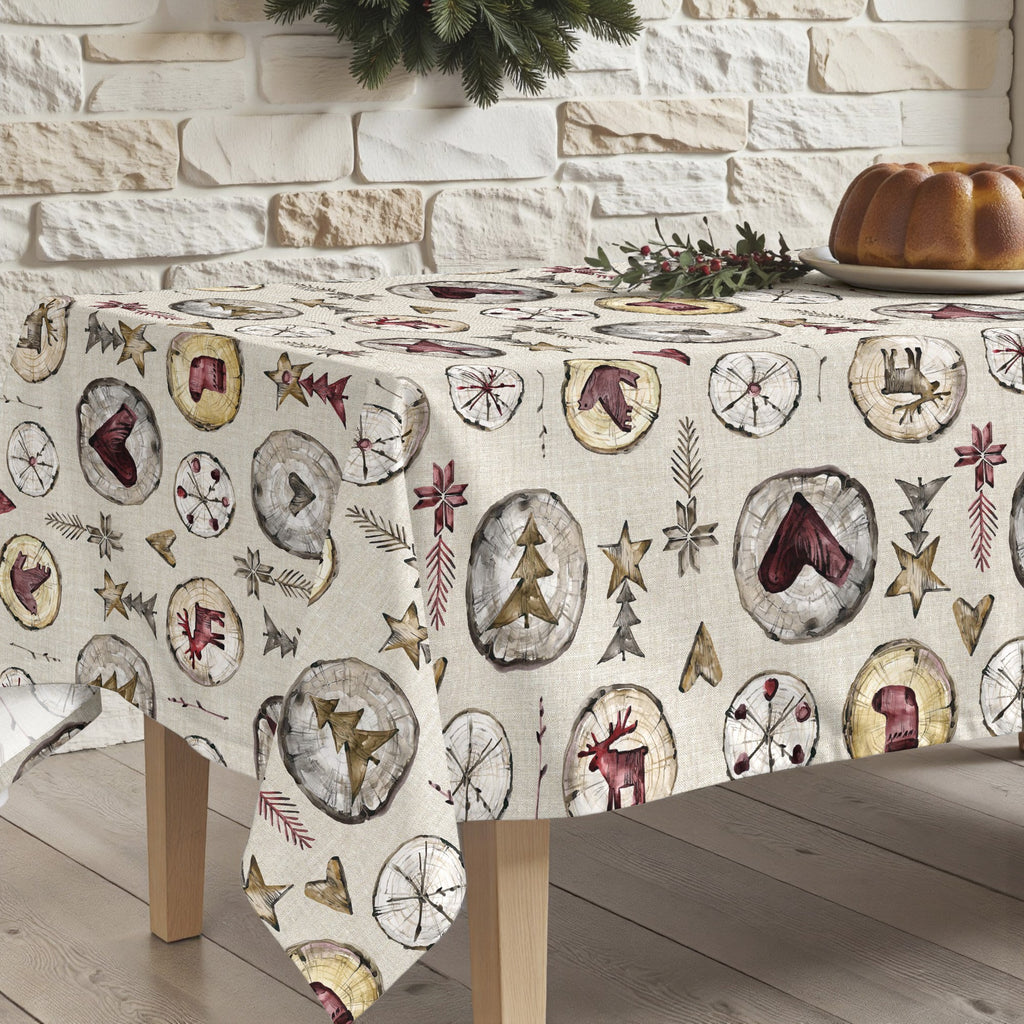 Wooden Christmas 2 stain-resistant tablecloth