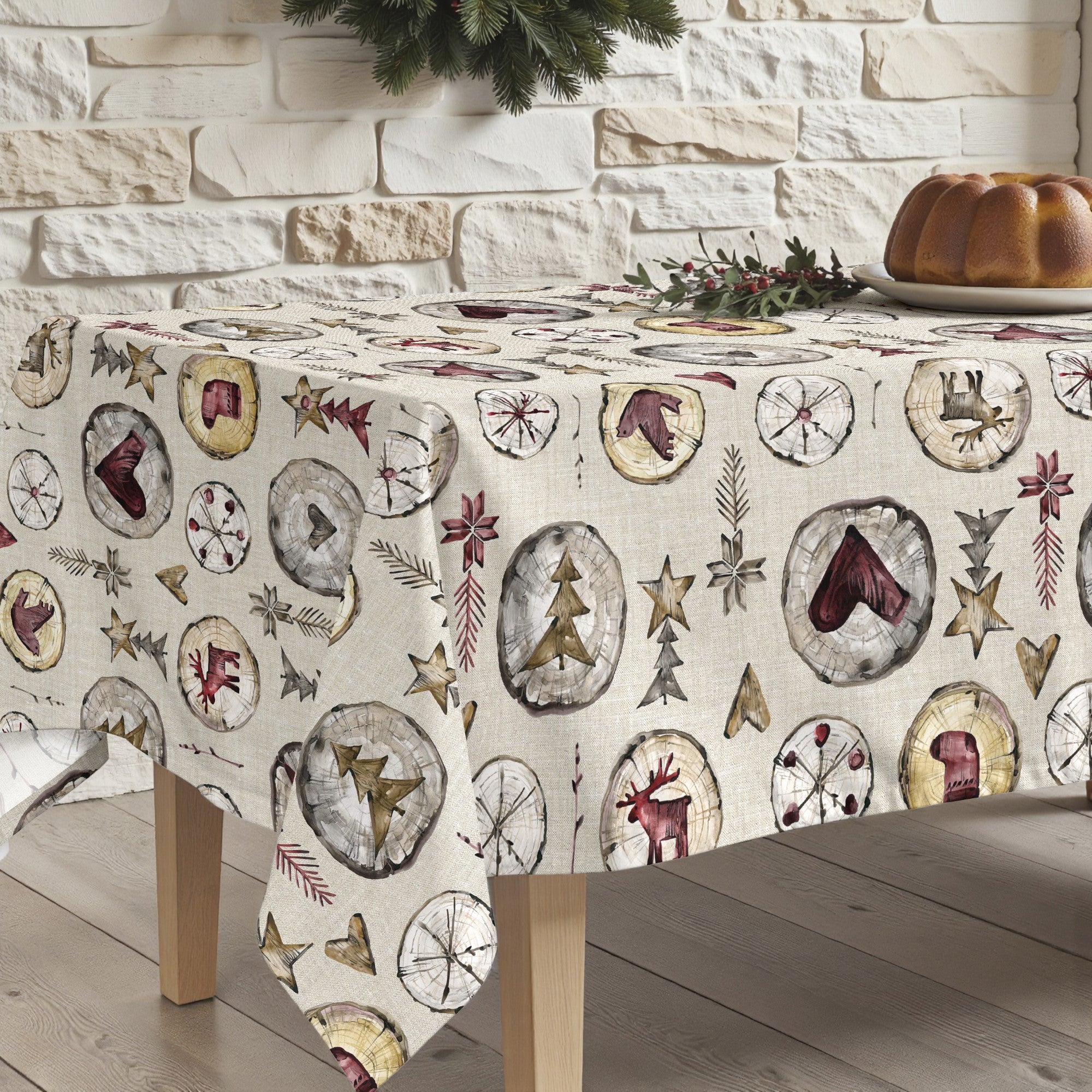 Nappe antitache Noël 2 en bois
