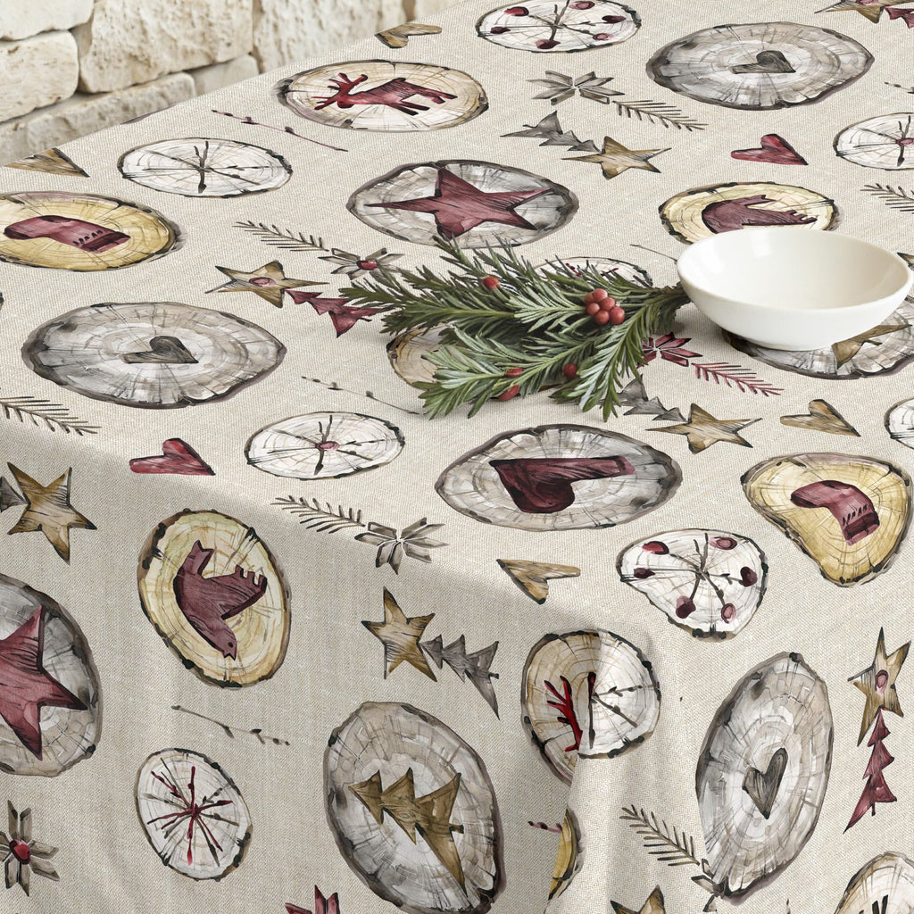 Wooden Christmas 2 stain-resistant tablecloth