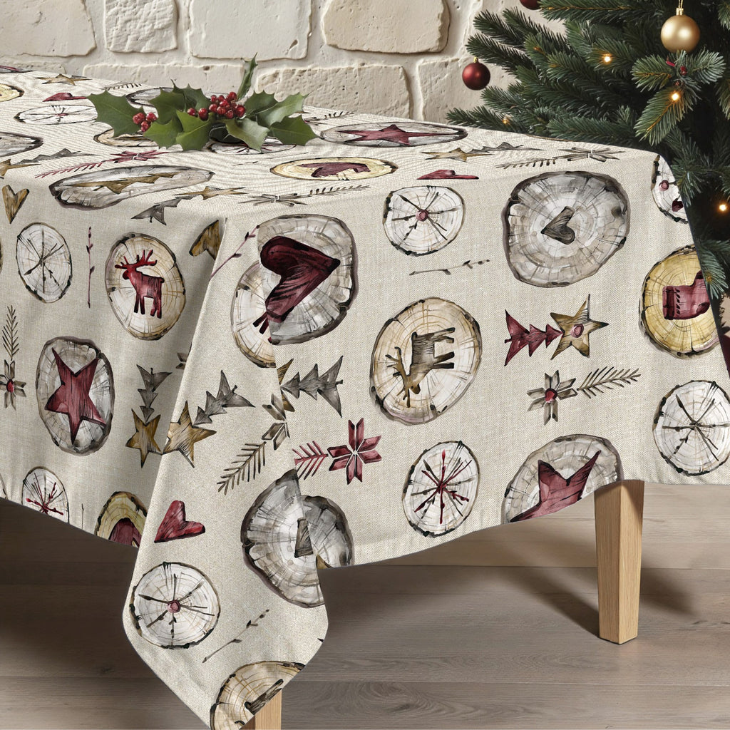 Wooden Christmas 2 stain-resistant tablecloth