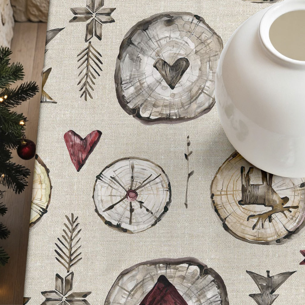 Wooden Christmas 2 stain-resistant tablecloth