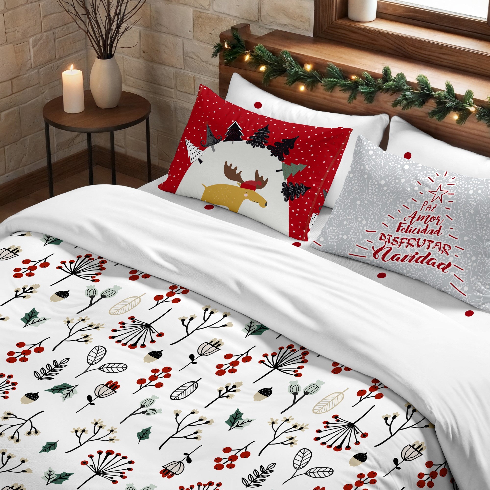 Duvet cover with clicks 100% cotton Merry Christmas 44