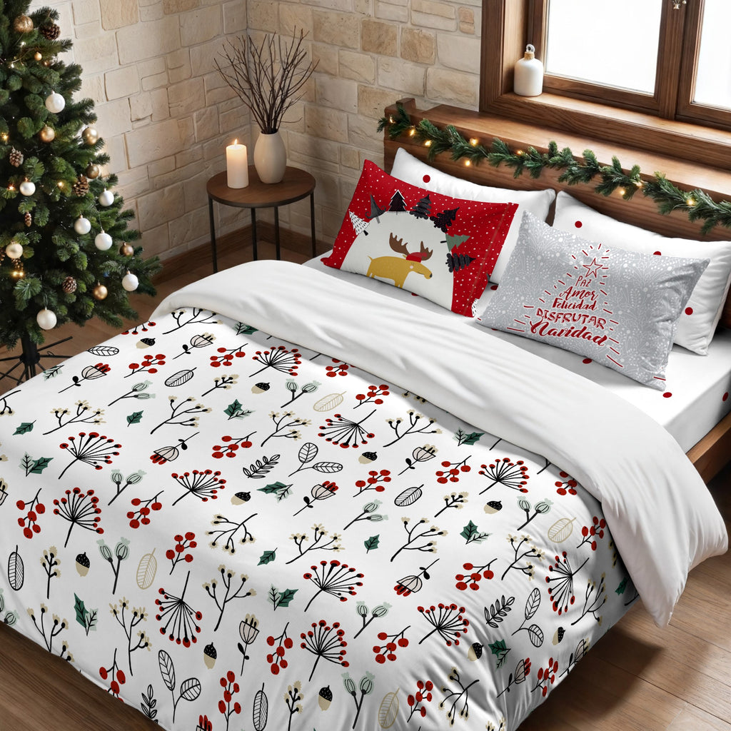 Housse de couette à clics 100% coton Joyeux Noël 44