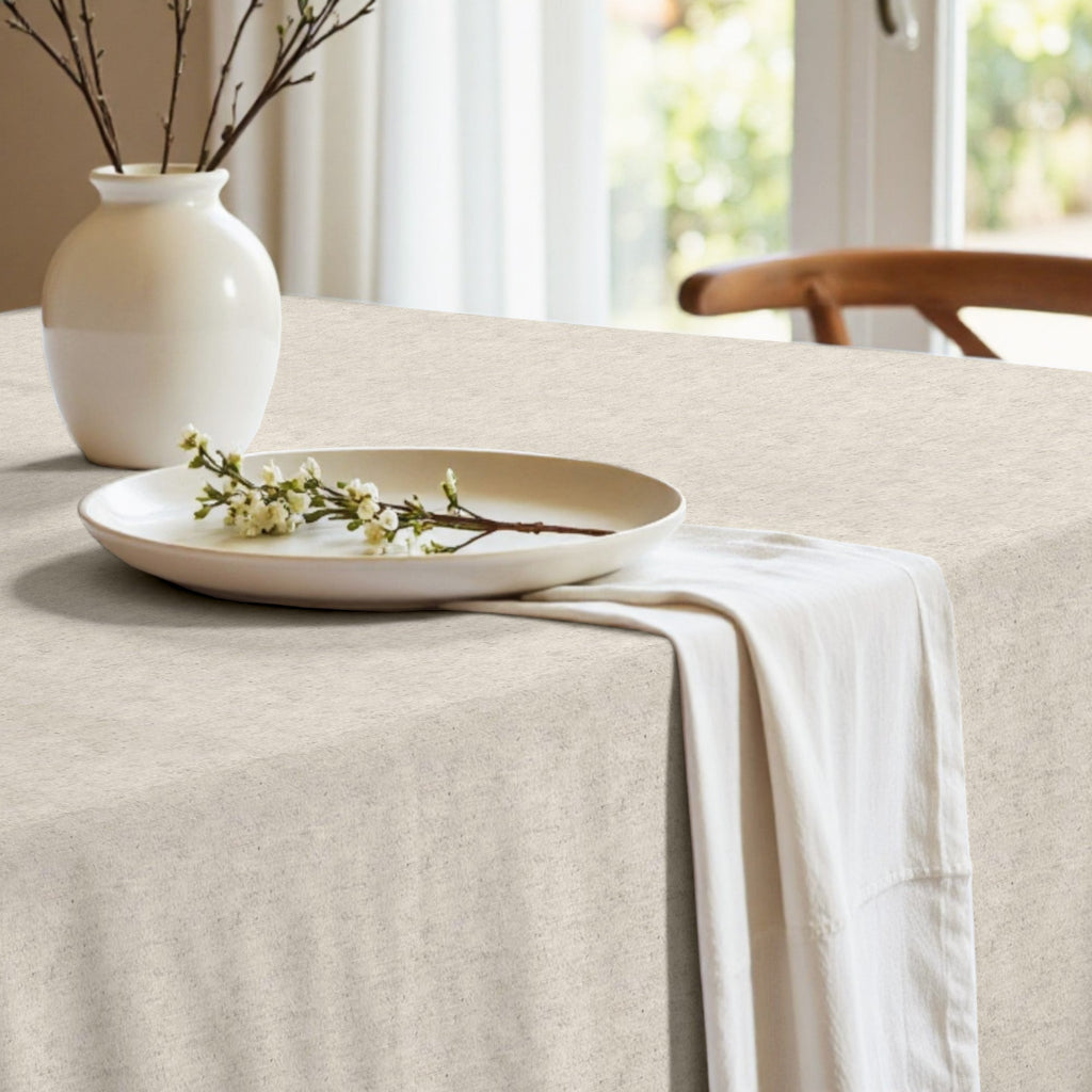 Stain-resistant XL plain linen tablecloth 101