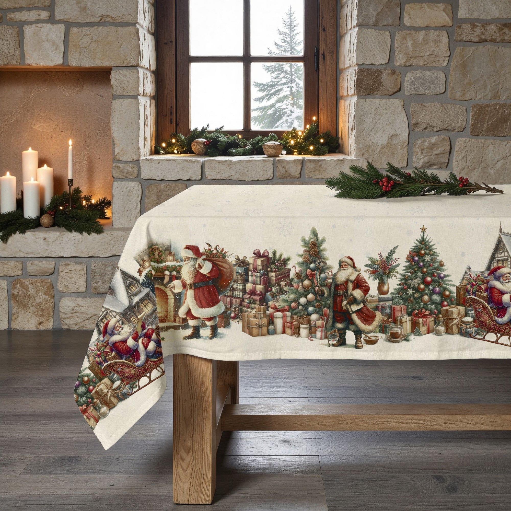 Mantel antimanchas Vintage christmas 1225